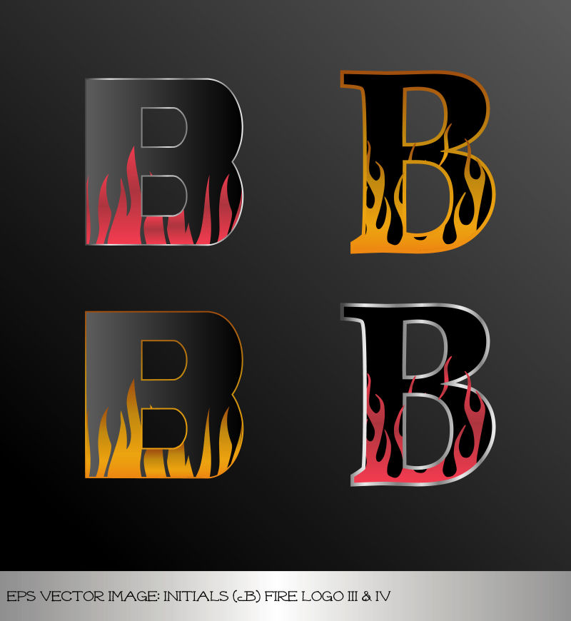 火焰底纹的字母B矢量插图设计