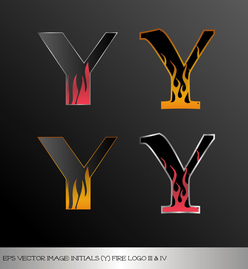 火焰纹理的Y字母矢量插图设计