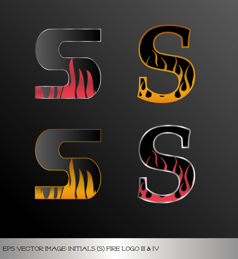 火焰纹理的字母S插图矢量设计
