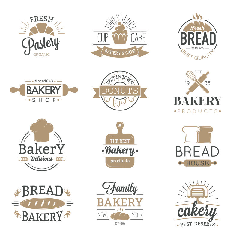 矢量现代风格的烘烤面包标志设计