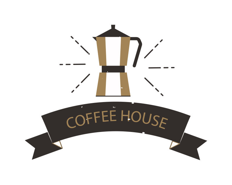 矢量咖啡元素的创意标志设计