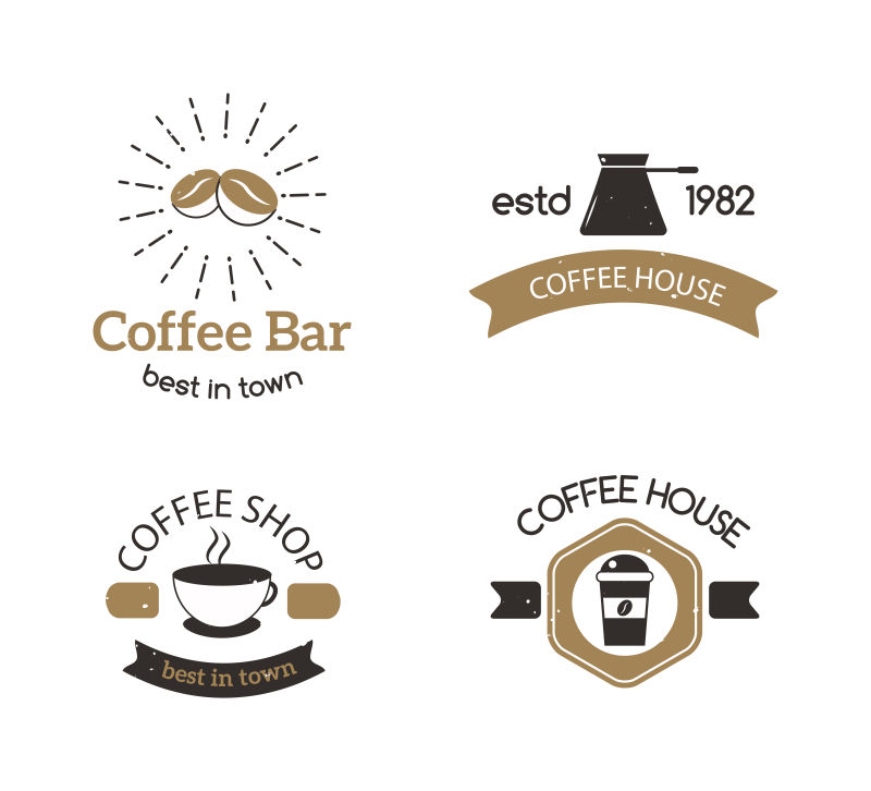 矢量创意咖啡元素的标志设计