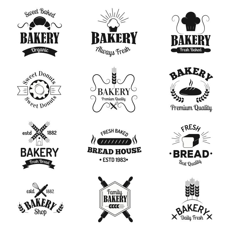 面包店主题的矢量标志设计合集