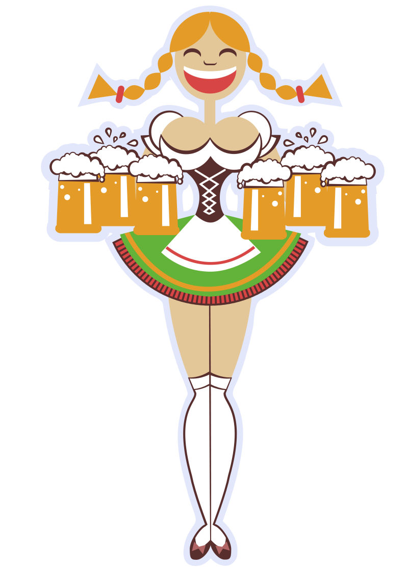 矢量拿啤酒的服务员图标插图设计