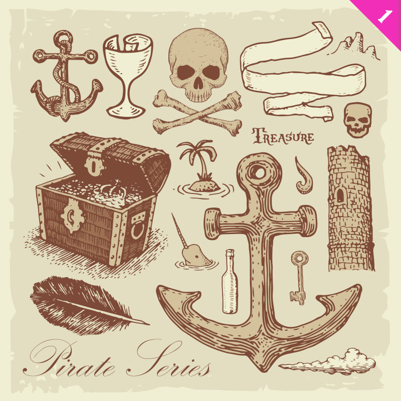 创意矢量海盗主题的插图设计元素