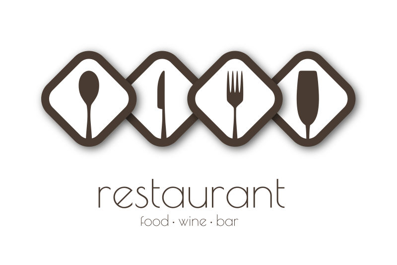 矢量餐具元素的餐厅标志设计