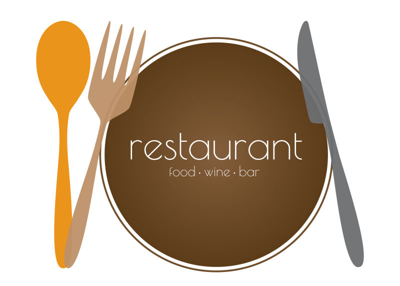 矢量有餐具剪影元素的餐厅标志设计