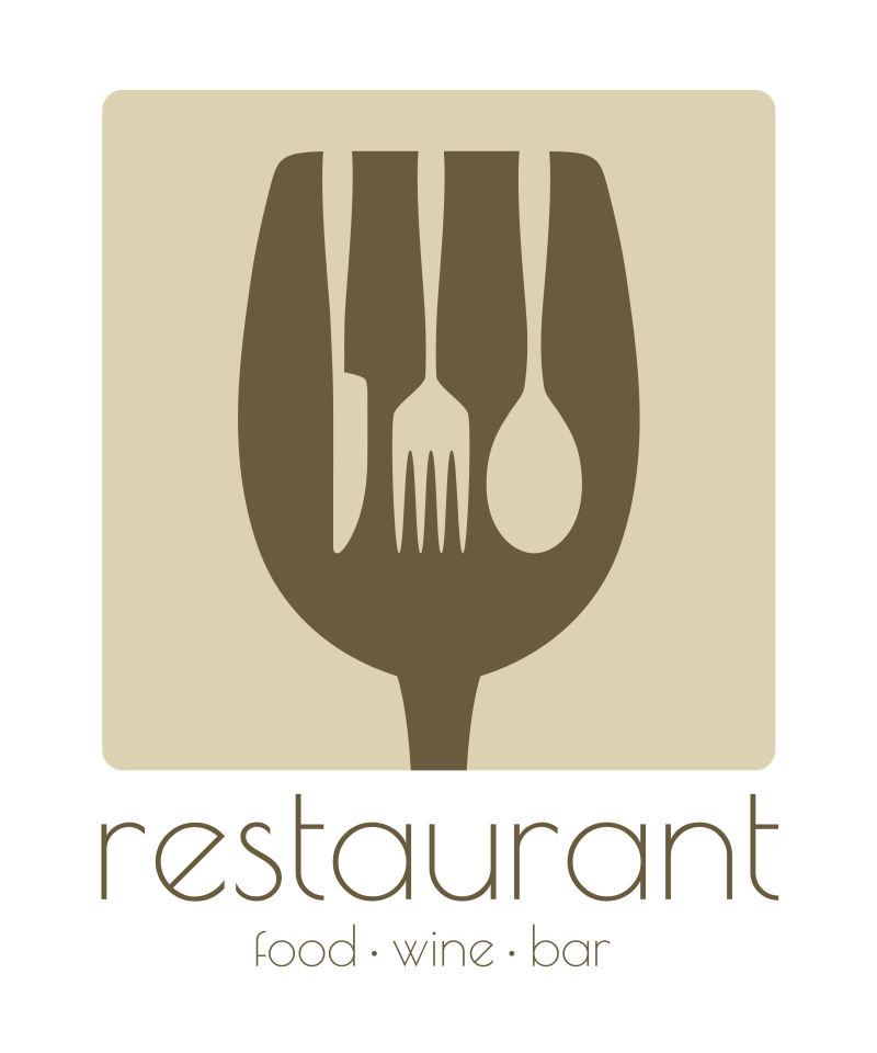 矢量餐具剪影的餐厅标志设计