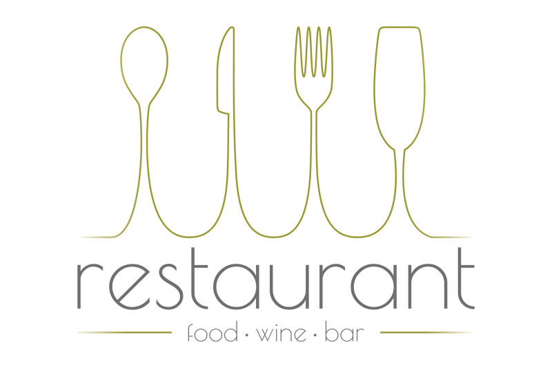矢量简单线条元素的餐厅标志设计