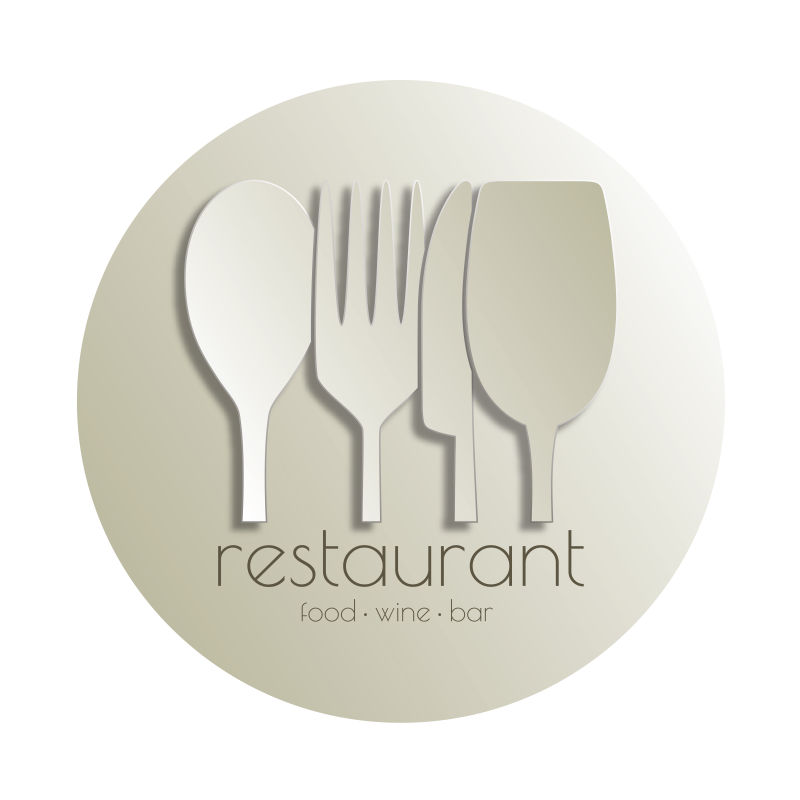 矢量创意餐具元素的餐厅标志设计