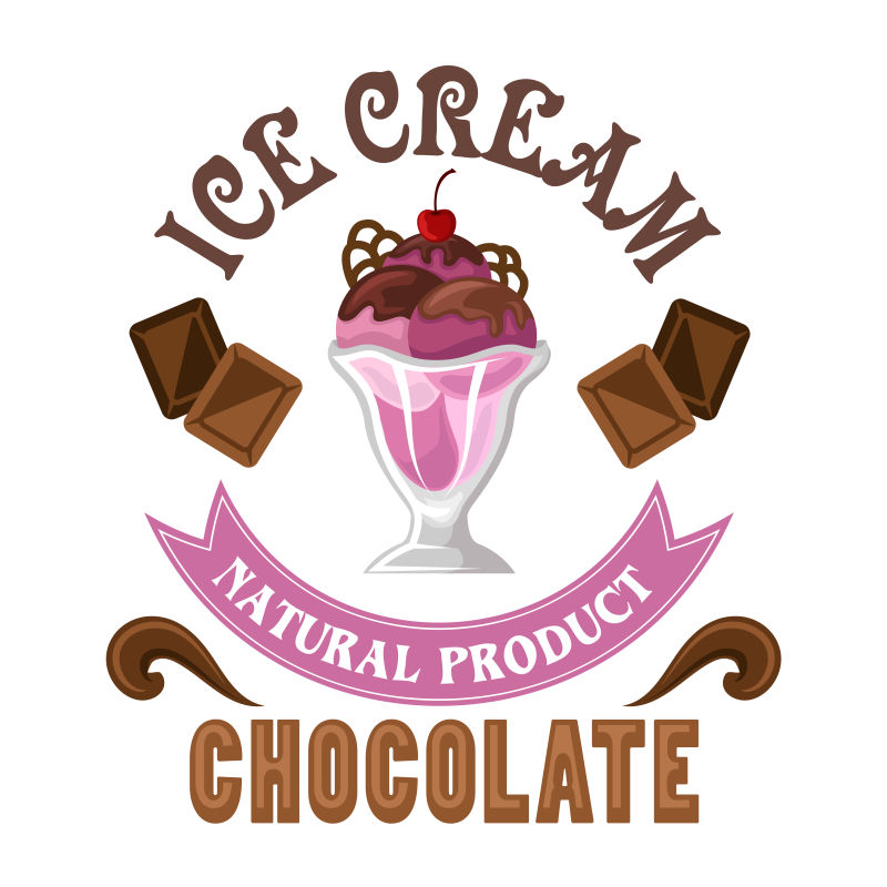 矢量巧克力冰淇淋标签设计