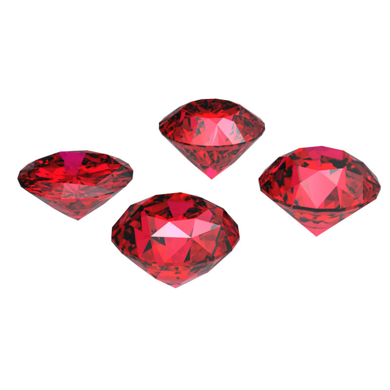 四颗锥形的红宝石
