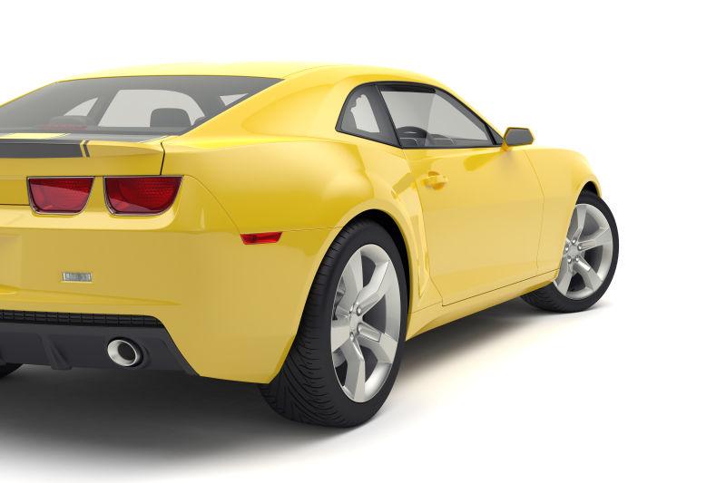 黄色超级跑车模型后视图