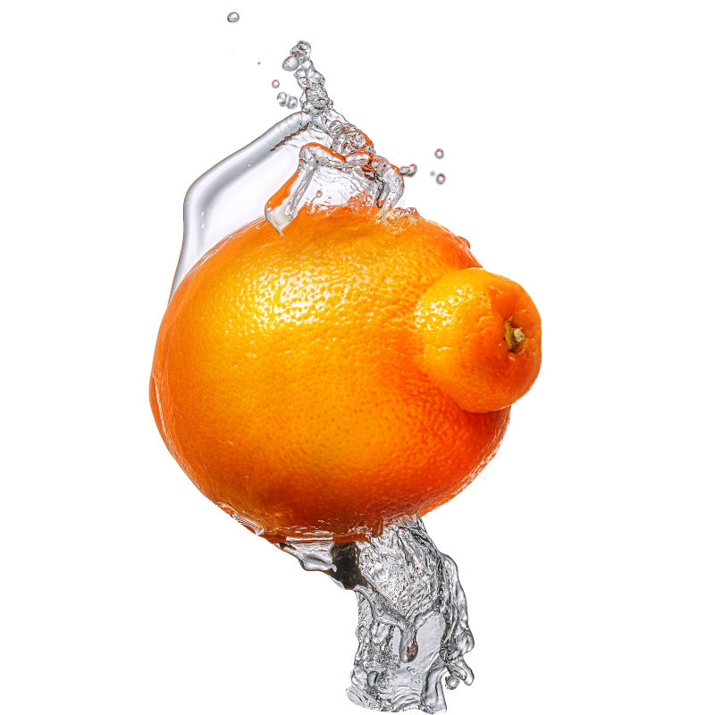 飞溅的水和橙子