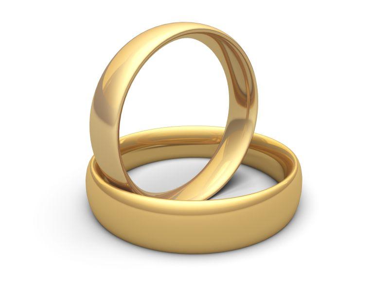 一对金色结婚戒指