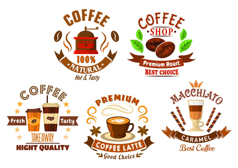 复古矢量咖啡概念的标志设计