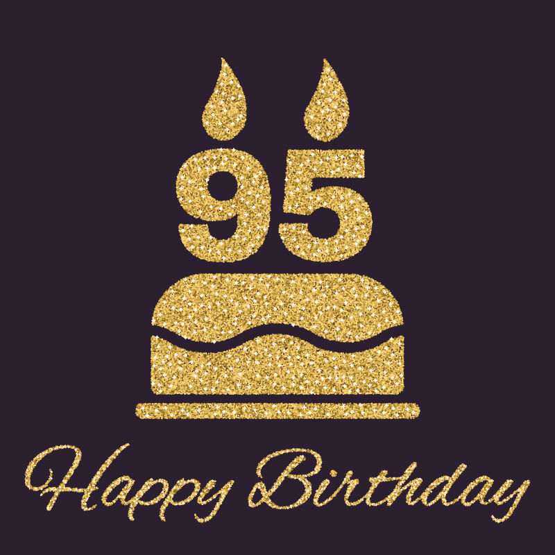 95岁蜡烛的生日蛋糕矢量插图