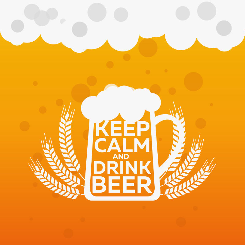 创意矢量啤酒沫中的啤酒标志设计