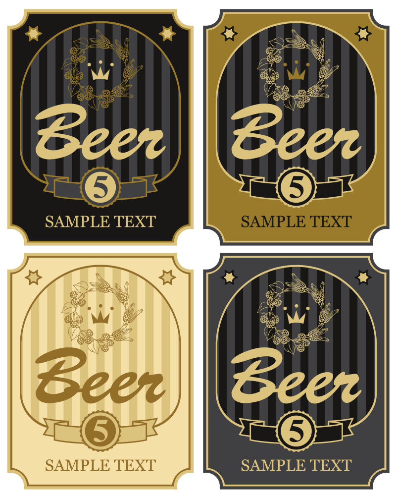 创意复古矢量啤酒标签设计