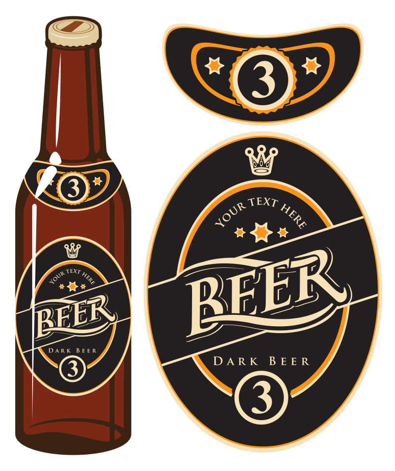 矢量复古风格的啤酒标签设计