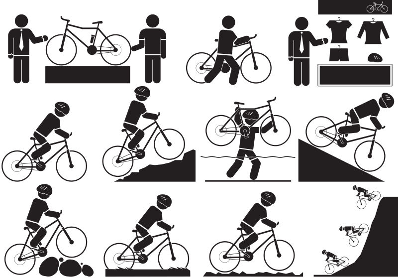 矢量骑自行车的运动剪影