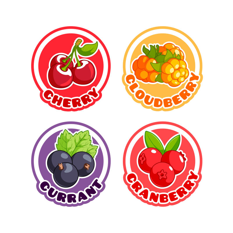 四种矢量水果标签设计