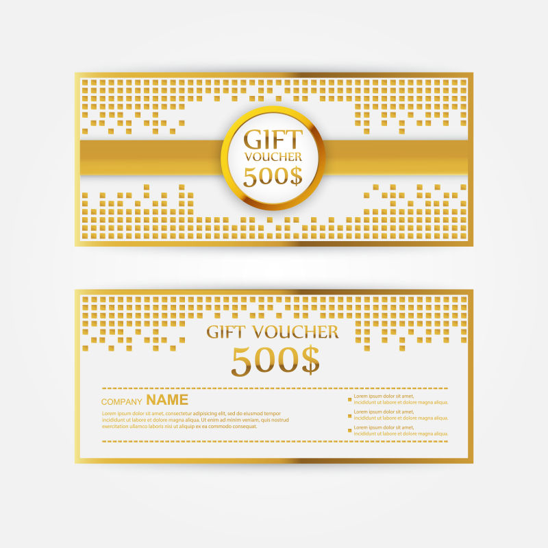 金色点状图案的矢量礼品券设计