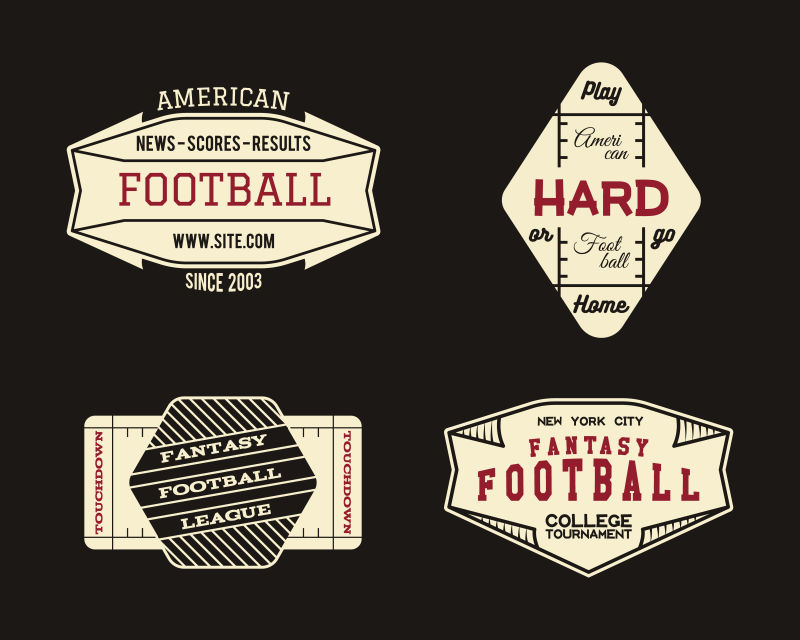 矢量复古美式足球创意标签设计