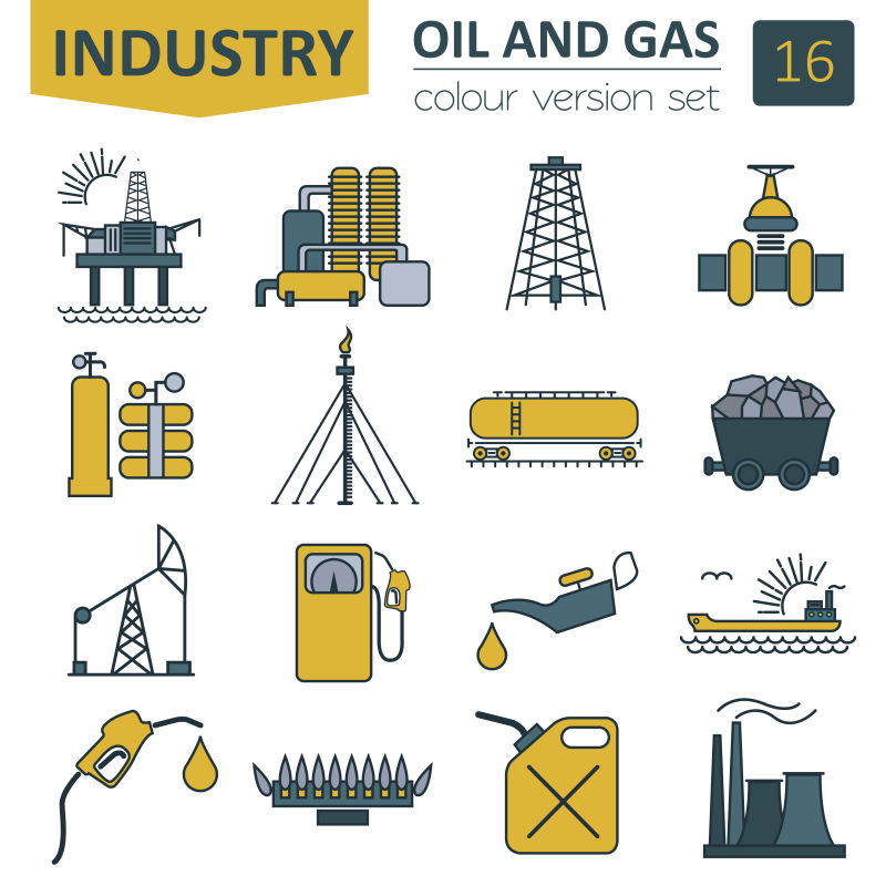 石油和天然气工业矢量图标集