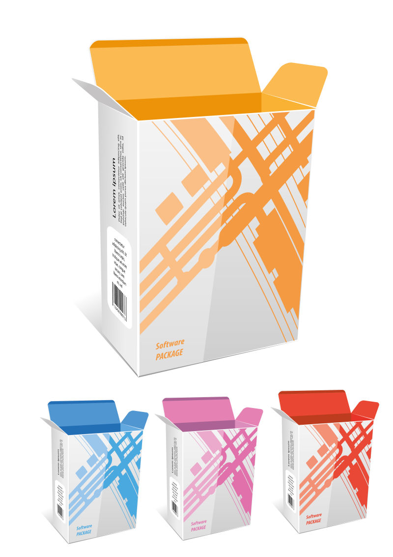 矢量彩色长方体的包装盒设计