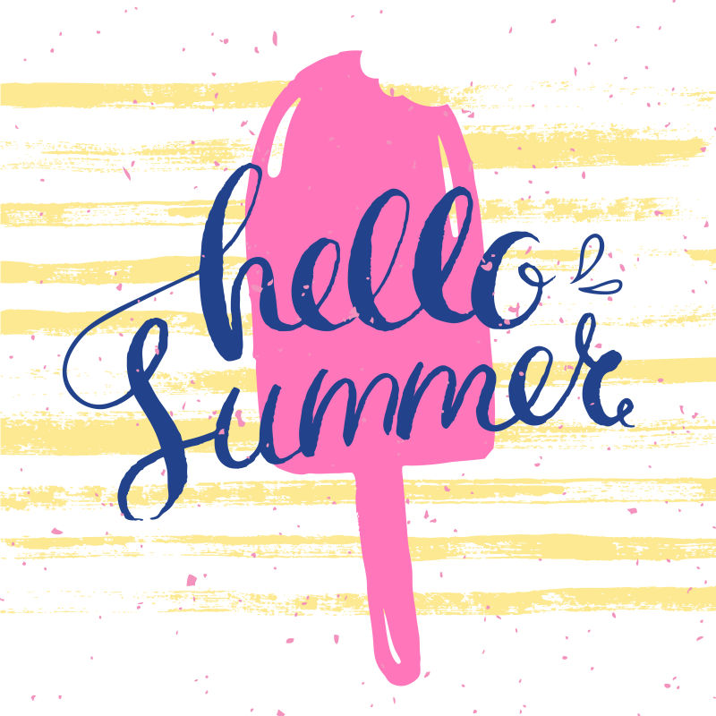 粉色冰淇淋图案的夏日主题矢量背景