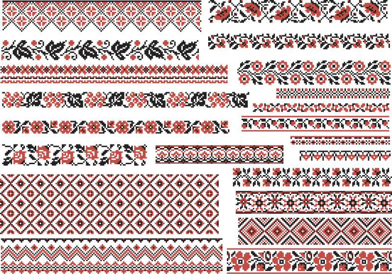 条形的乌克兰刺绣矢量插图