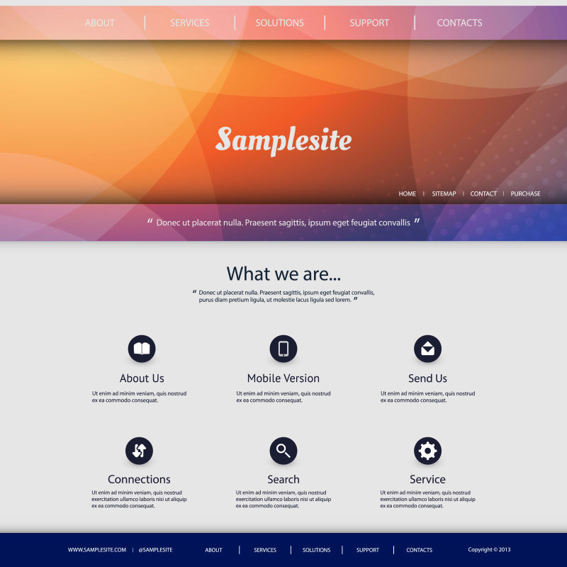 矢量彩色科技感的网站主页设计