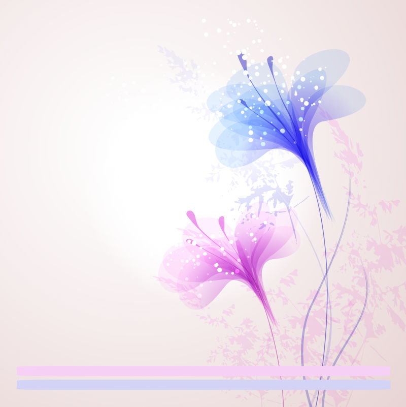 蓝色粉色矢量花卉背景