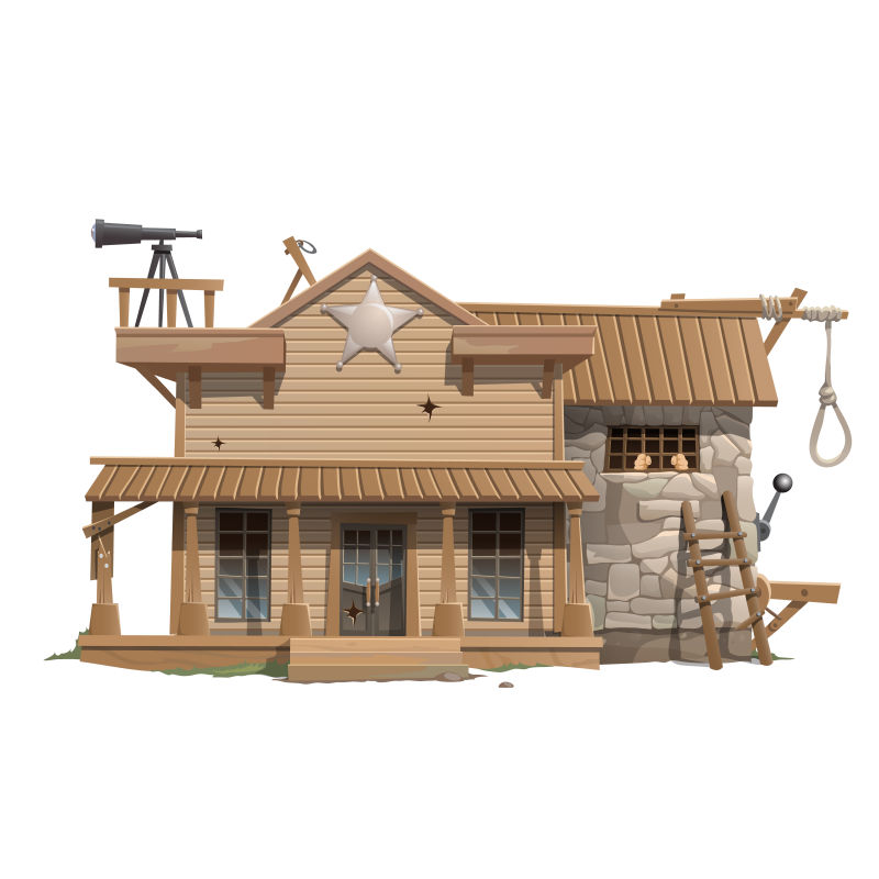 矢量的木制治安官住宅