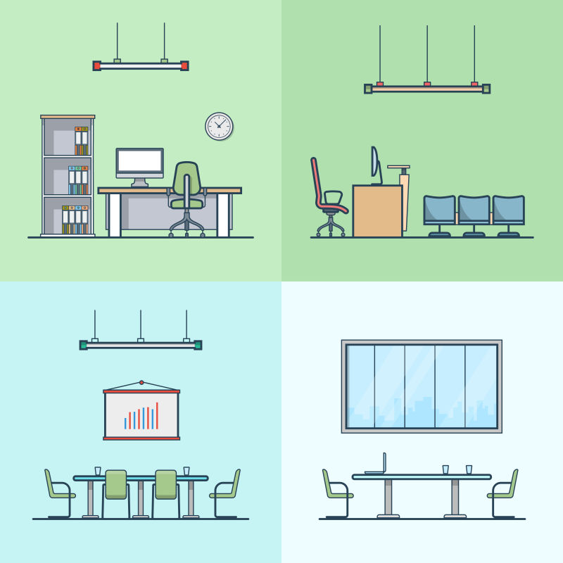 矢量的办公会议室插图