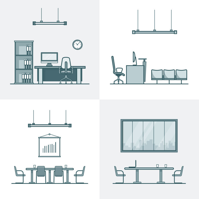 矢量的办公场所插图