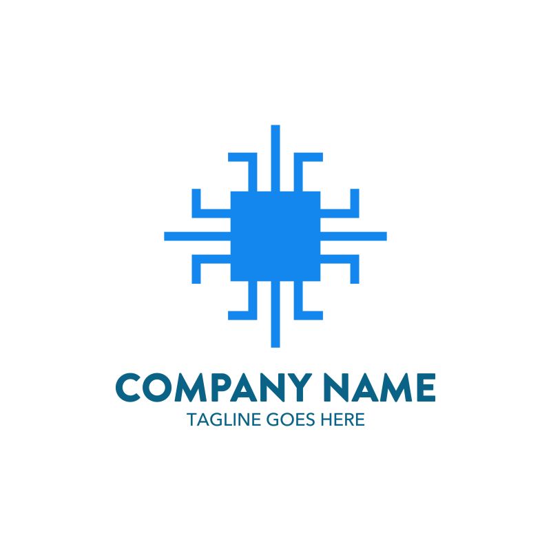 矢量的蓝色计算机公司标志