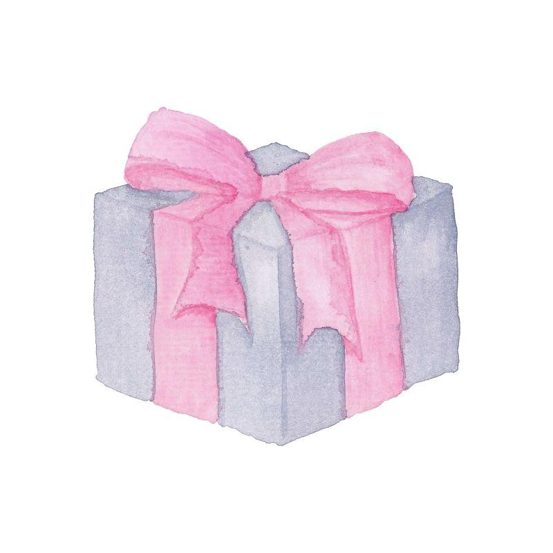 粉色丝带的蓝色礼品盒