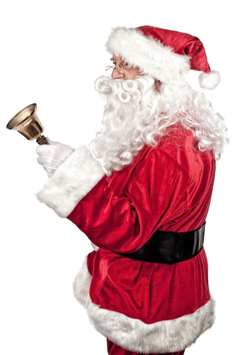 圣诞老人拿着一只铃铛