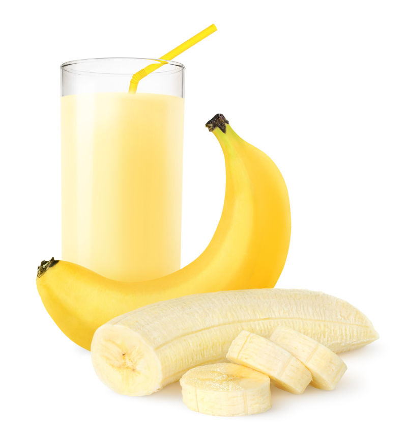 白色背景香蕉汁