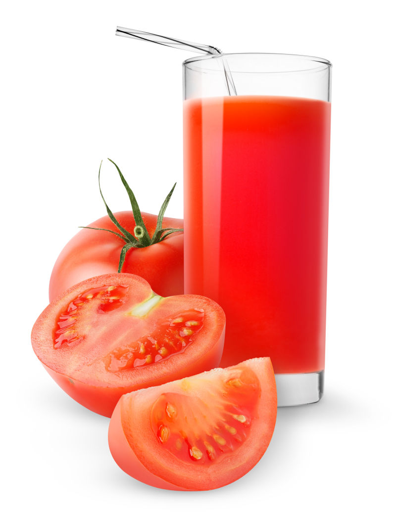 白色背景西红柿汁