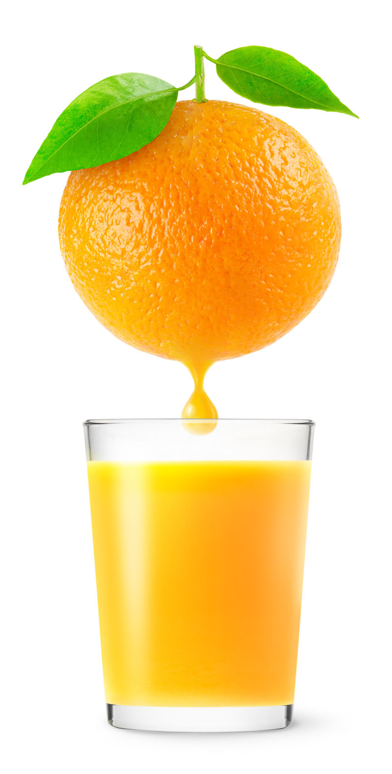 白色背景新鲜橙汁