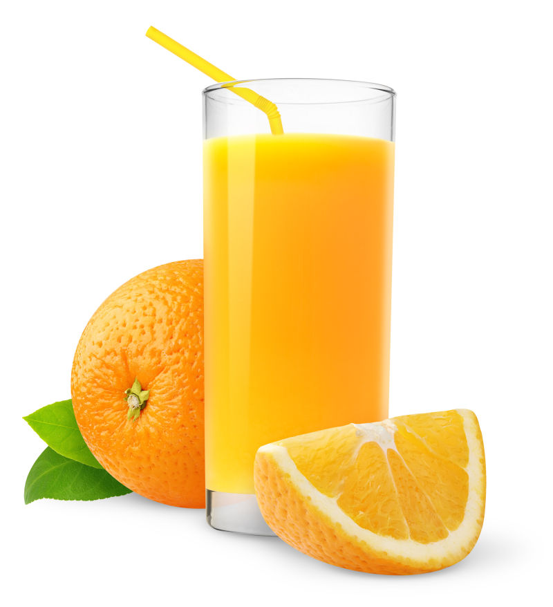 白色背景橙汁