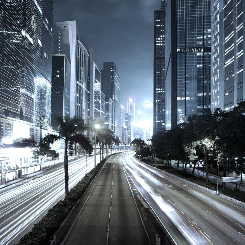 现代摩天大楼都市夜景