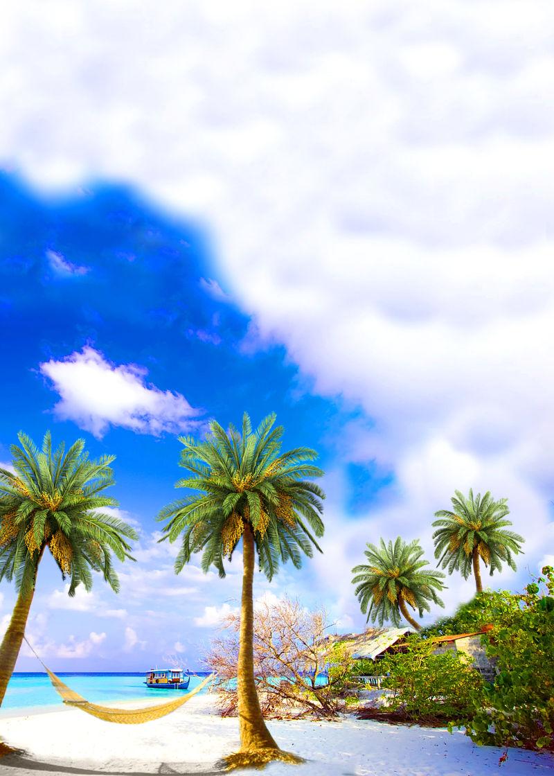 仙景海上的棕榈树