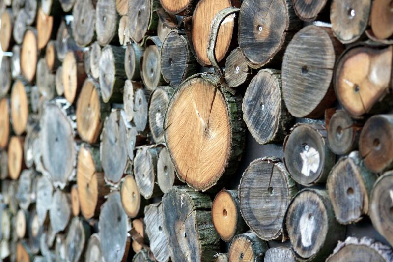 大量堆放在一起的木材