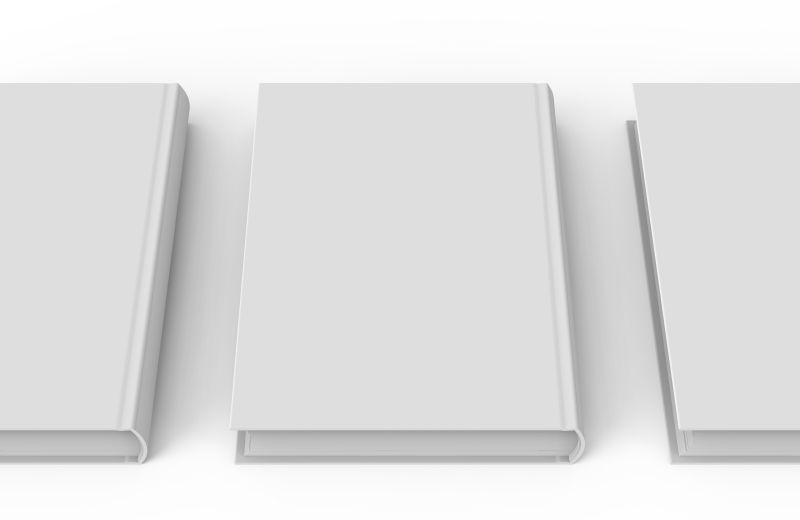 白色背景下三本空白封面设计书籍