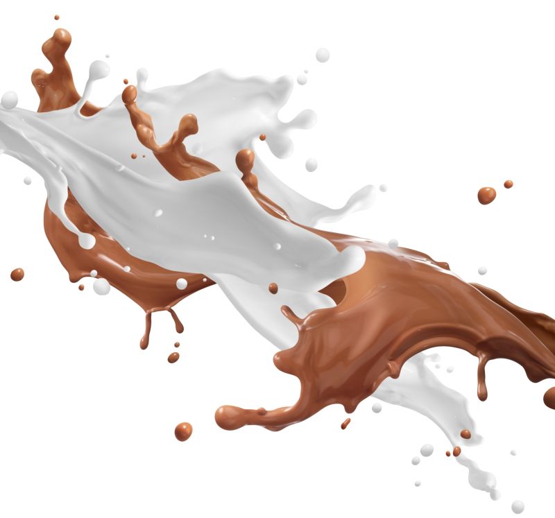 巧克力和牛奶交错飞溅