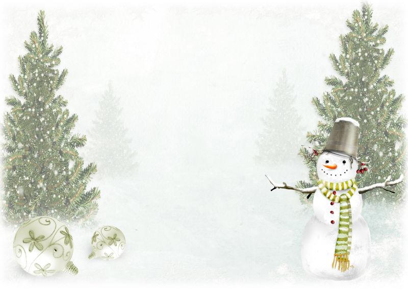 圣诞树和雪人贺卡